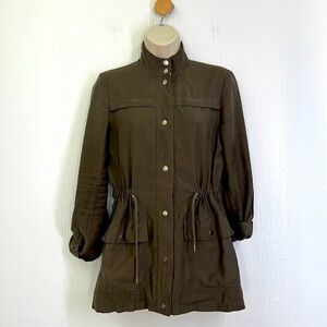 Zara - Dark Olive Green Lightweight Safari Jacket With Gold Hardware Size XS